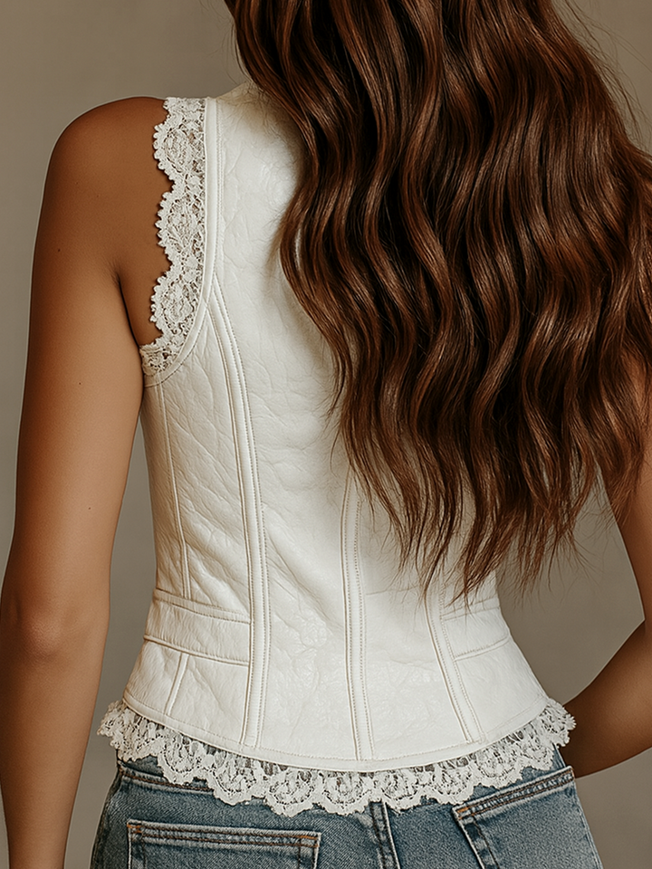 Diletta - Faux Leather Lace Vest