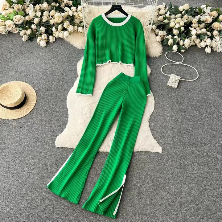 Denice - Knitted Two-Piece Set with Stripe Details