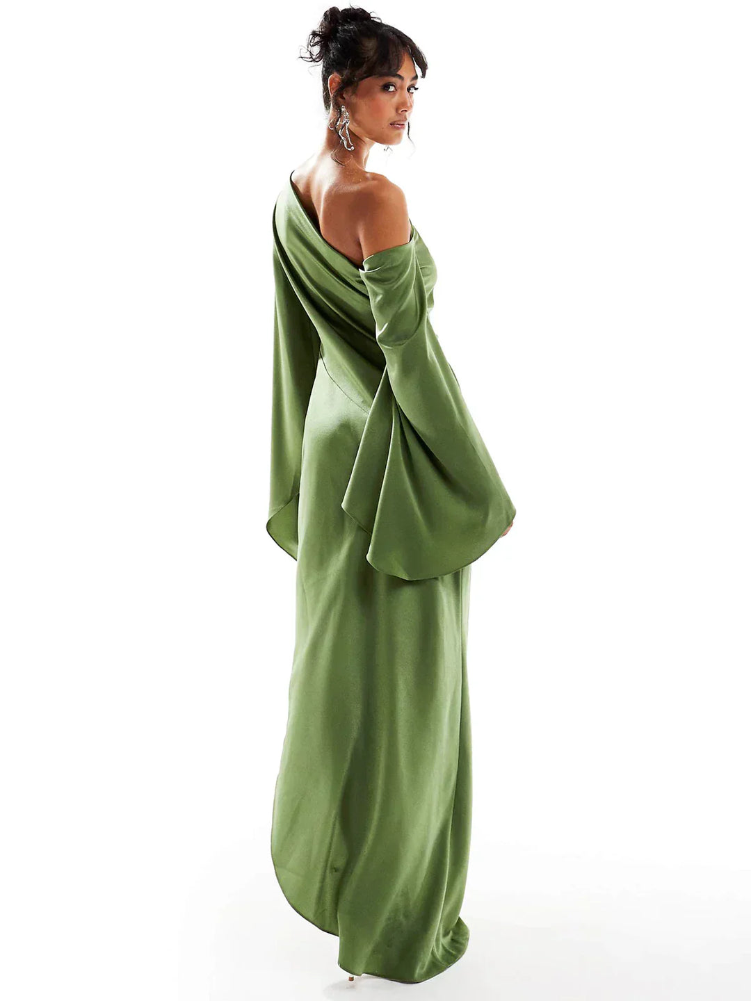 Asyntha™ | One-shoulder bell-sleeve maxi dress