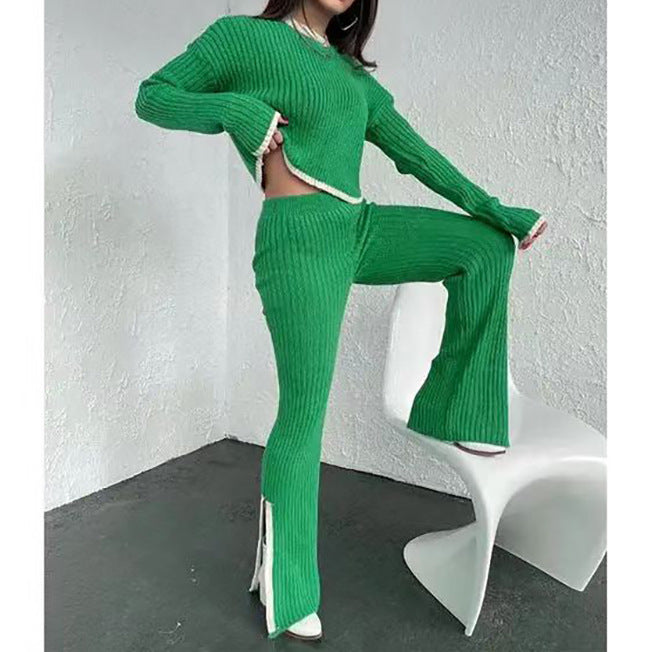 Denice - Knitted Two-Piece Set with Stripe Details