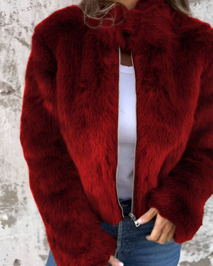 Elisabetta - Elegant Jacket with Stand-Up Fur Collar