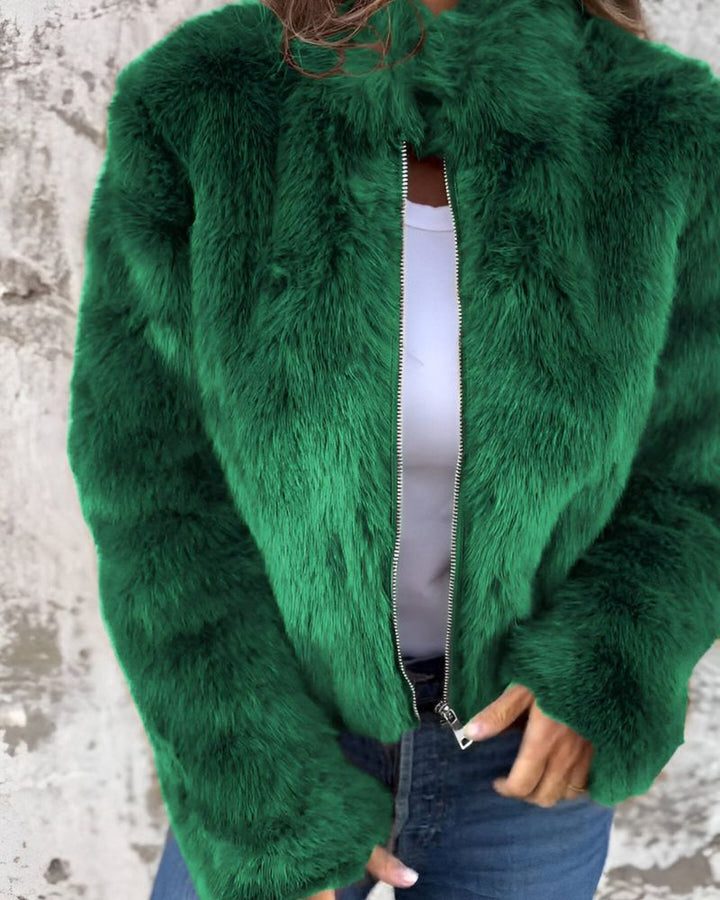 Elisabetta - Elegant Jacket with Stand-Up Fur Collar