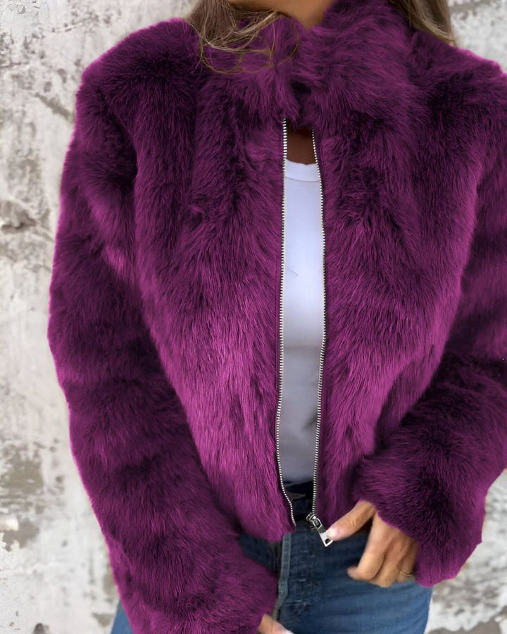 Elisabetta - Elegant Jacket with Stand-Up Fur Collar