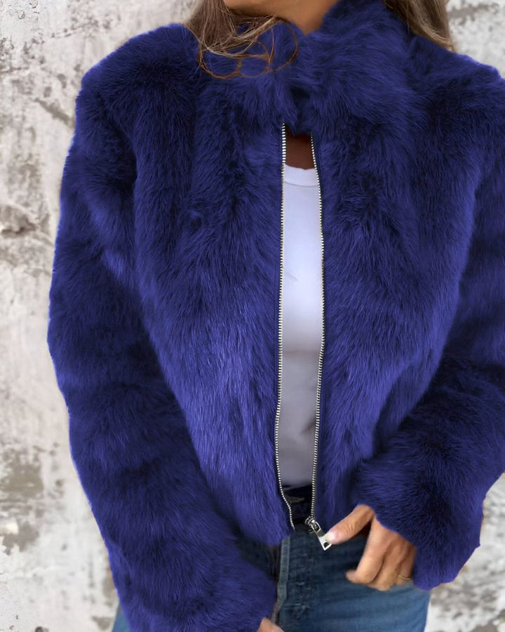Elisabetta - Elegant Jacket with Stand-Up Fur Collar
