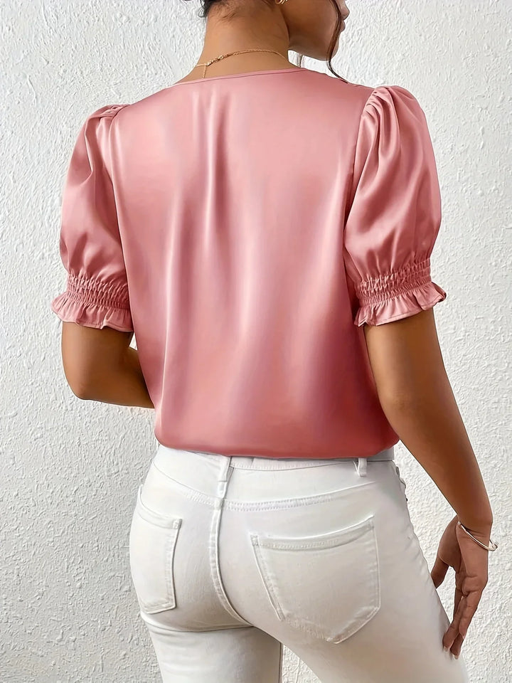 Sofia – Blusa Elegante con Scollo a V e Maniche a Sbuffo