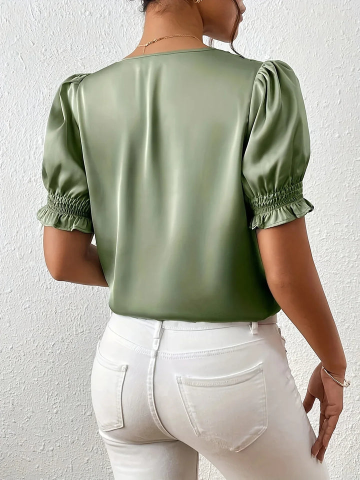 Sofia – Blusa Elegante con Scollo a V e Maniche a Sbuffo