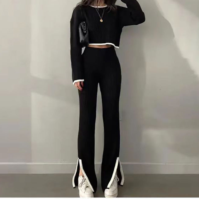 Denice - Knitted Two-Piece Set with Stripe Details