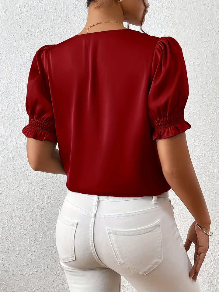 Sofia – Blusa Elegante con Scollo a V e Maniche a Sbuffo