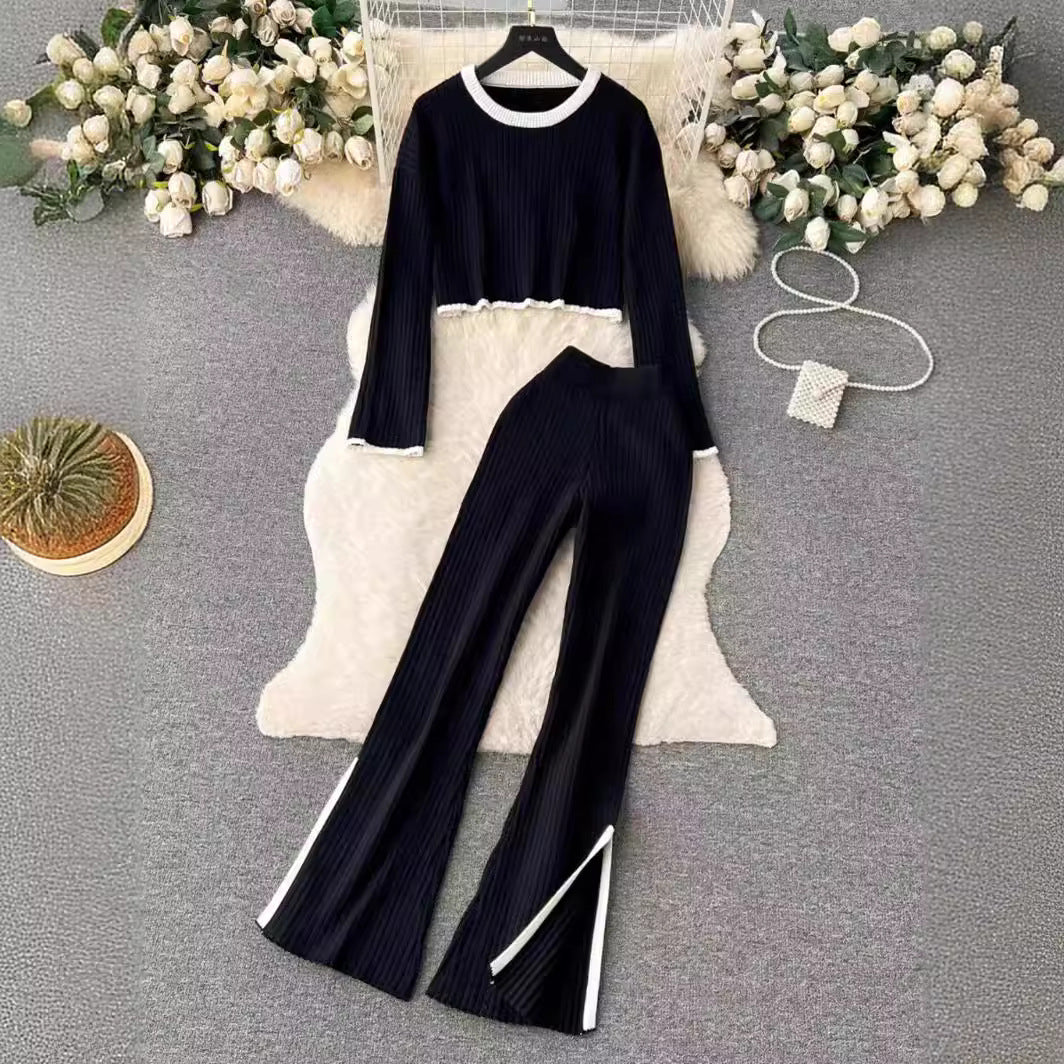 Denice - Knitted Two-Piece Set with Stripe Details