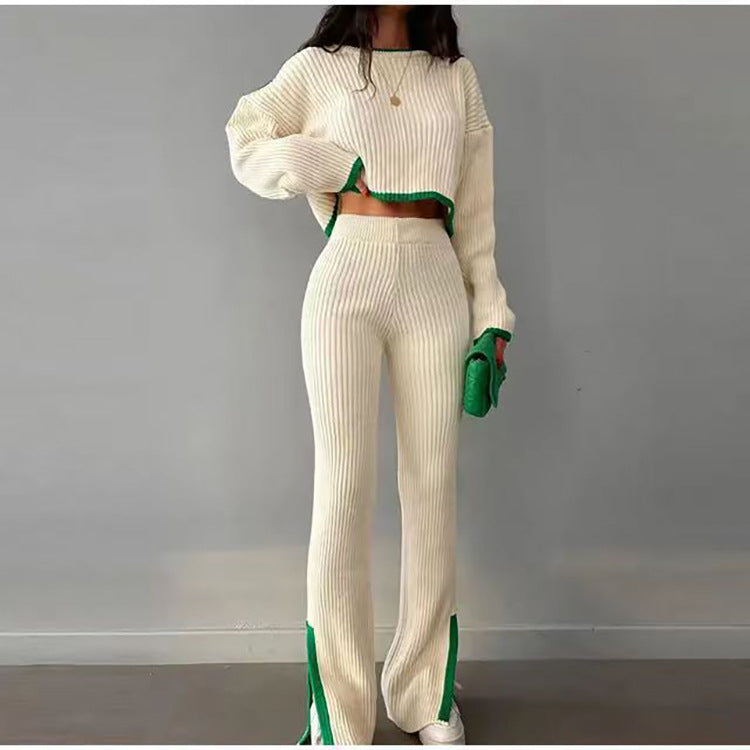 Denice - Knitted Two-Piece Set with Stripe Details