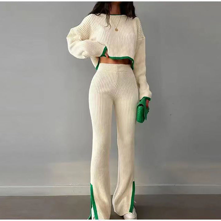 Denice - Knitted Two-Piece Set with Stripe Details