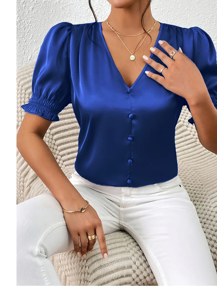 Sofia – Blusa Elegante con Scollo a V e Maniche a Sbuffo