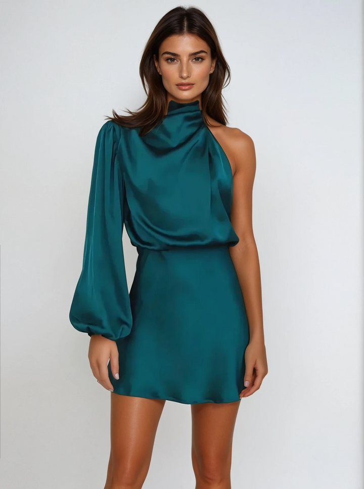 Maddie - Asymmetric Satin Evening Dress