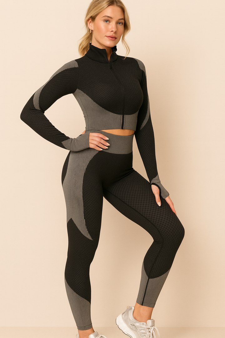 Delilah - Seamless 3-Piece Set – Leggings, Crop Top &amp; Jacket