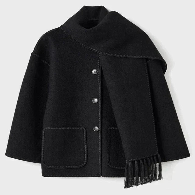 Stella - Coat with Scarf in Elegant Fabric