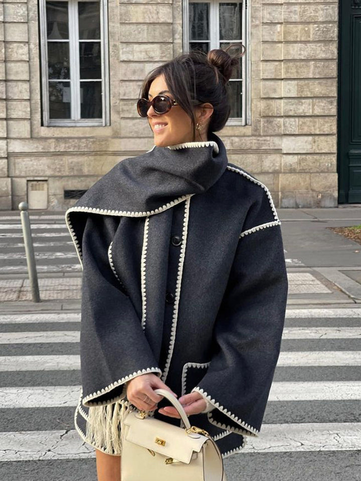 Stella - Coat with Scarf in Elegant Fabric