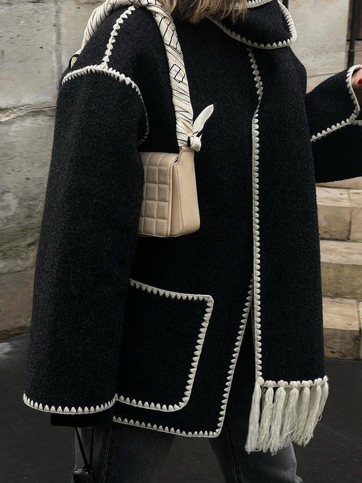 Stella - Coat with Scarf in Elegant Fabric