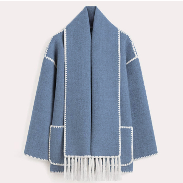 Stella - Coat with Scarf in Elegant Fabric
