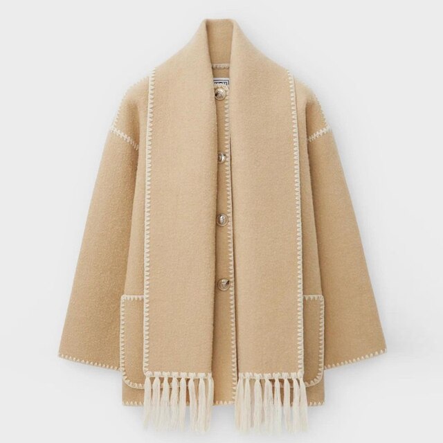 Stella - Coat with Scarf in Elegant Fabric