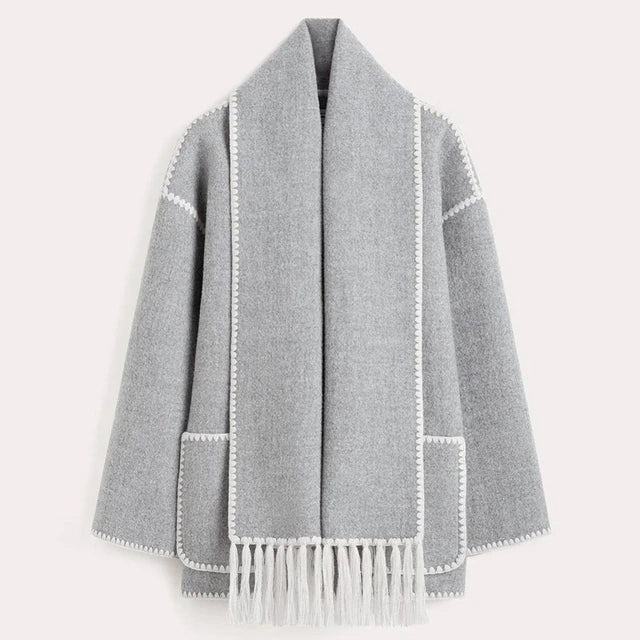 Stella - Coat with Scarf in Elegant Fabric