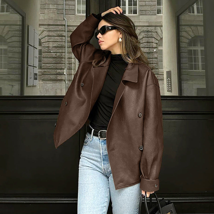 Chiara - Oversized Faux Leather Bomber Jacket
