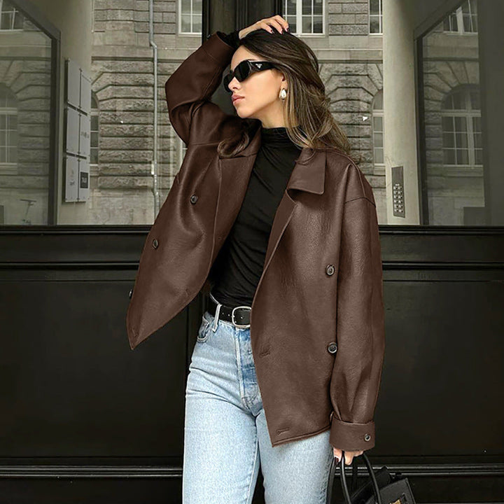 Chiara - Oversized Faux Leather Bomber Jacket