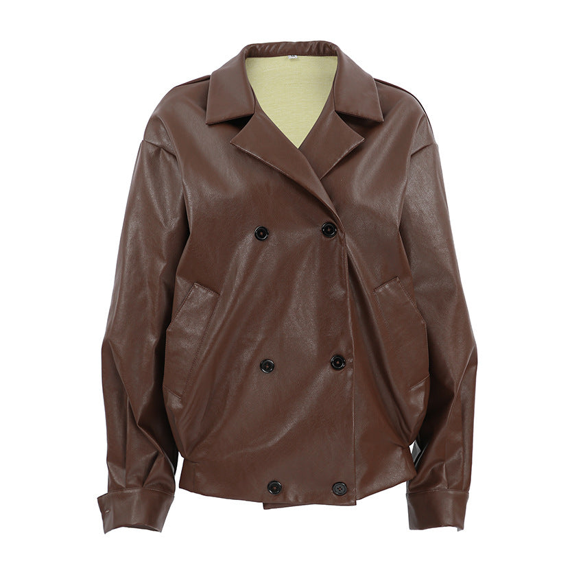 Chiara - Oversized Faux Leather Bomber Jacket