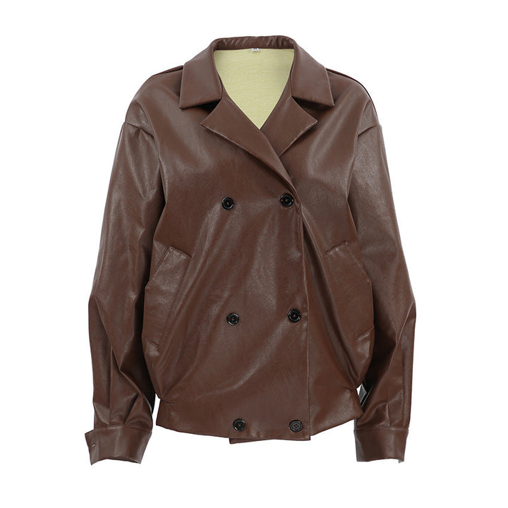 Chiara - Oversized Faux Leather Bomber Jacket