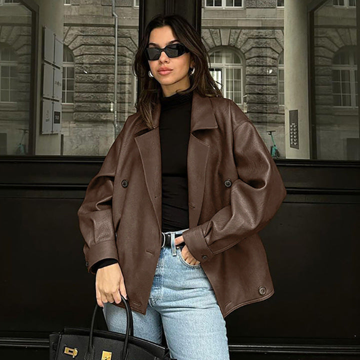 Chiara - Oversized Faux Leather Bomber Jacket