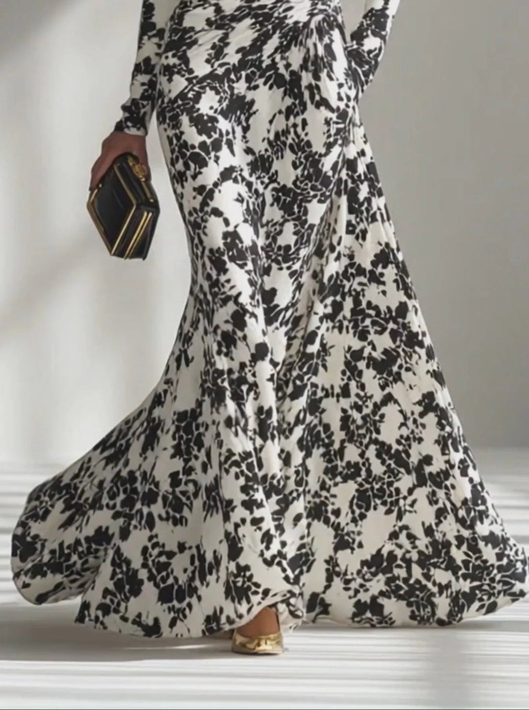 Nikita - Black And White Patterned Stretch Blend Wrap Dress