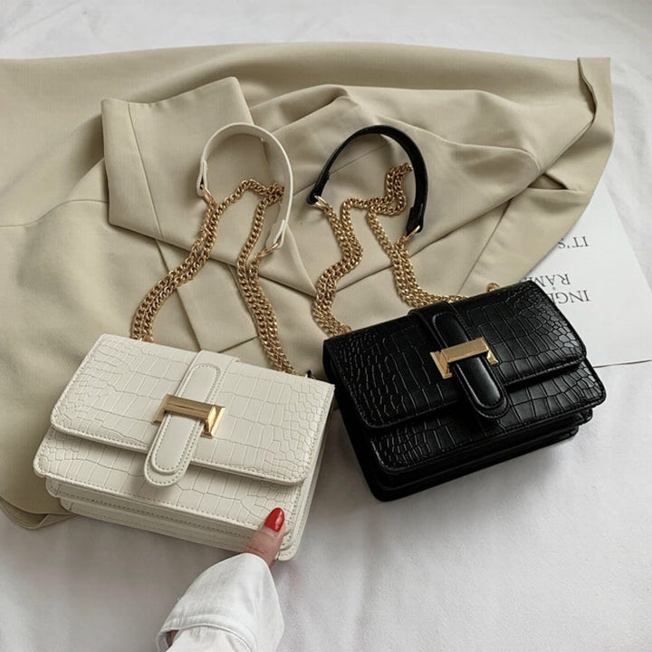 Feya Fashion Stone Leather Chain Shoulder Bags