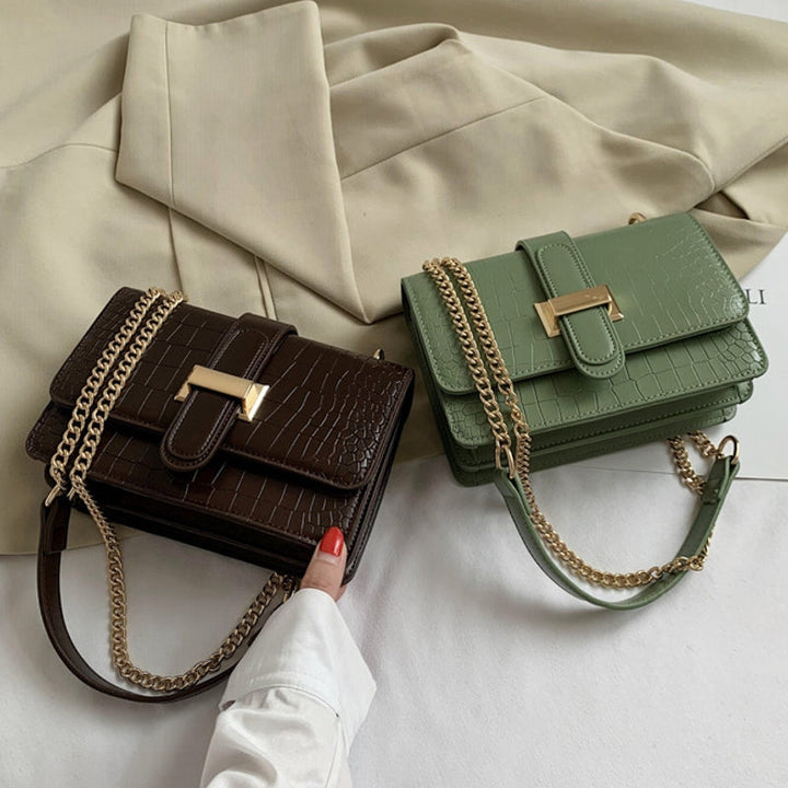 Feya Fashion Stone Leather Chain Shoulder Bags