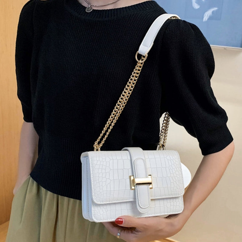 Feya Fashion Stone Leather Chain Shoulder Bags