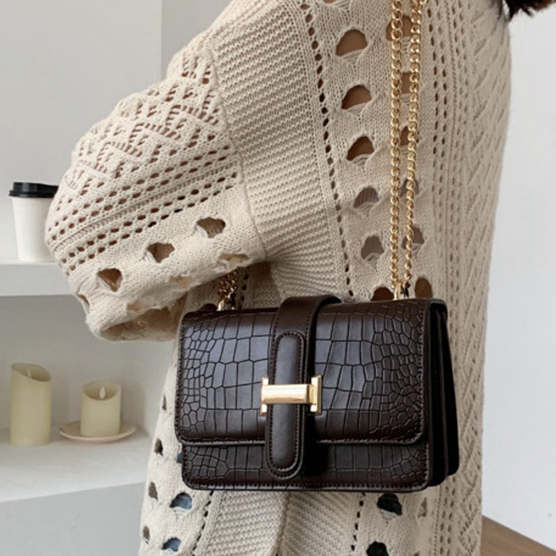 Feya Fashion Stone Leather Chain Shoulder Bags