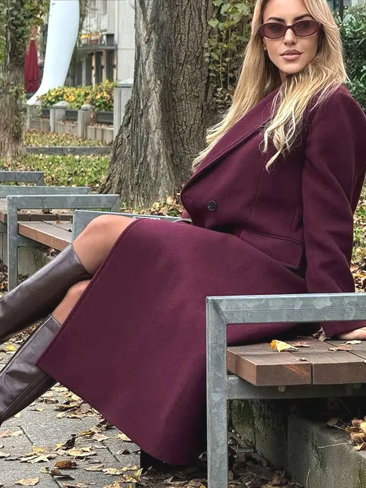 Isabel - Winter Burgundy Woolen Coat