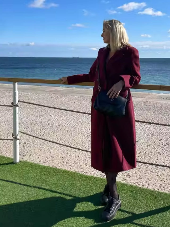 Isabel - Winter Burgundy Woolen Coat