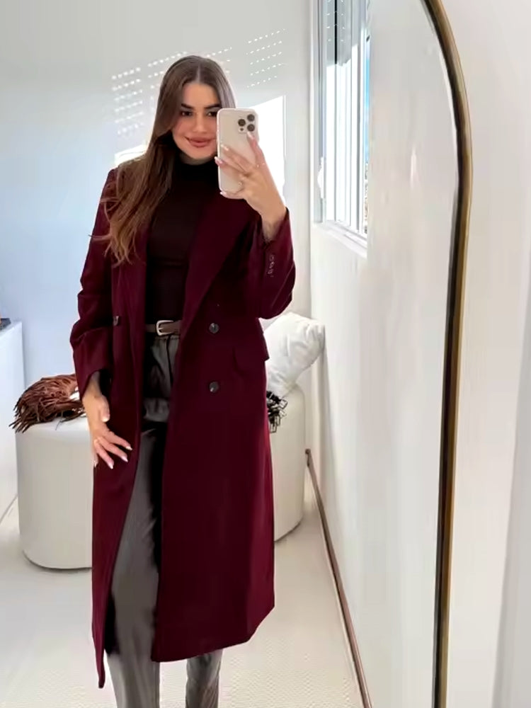 Isabel - Winter Burgundy Woolen Coat