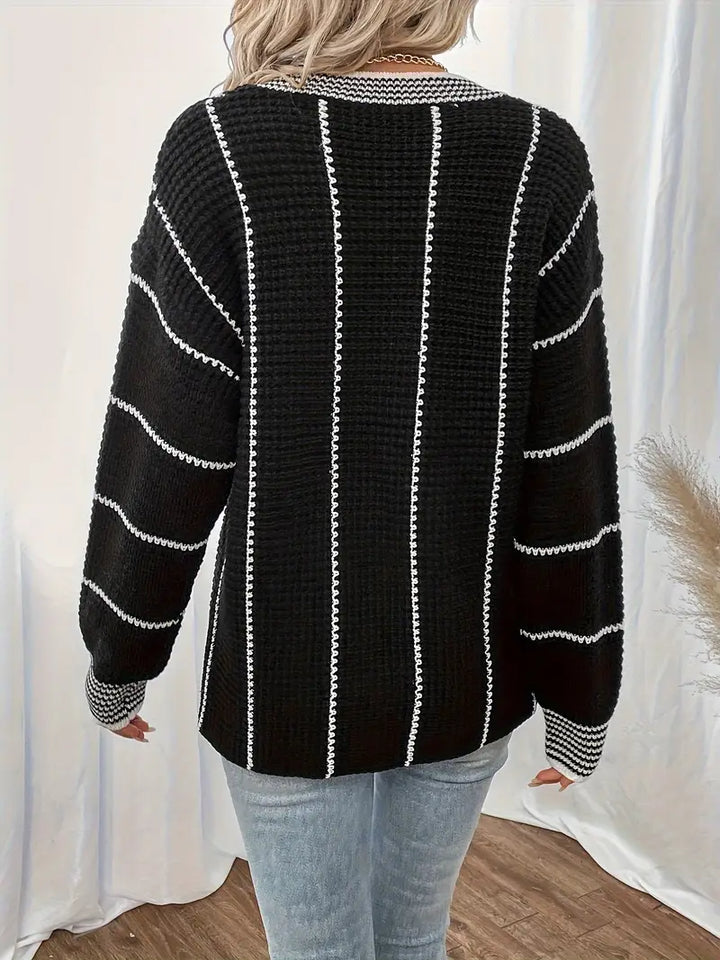 Siena - Maglione a Righe a Maniche Lunghe Casual
