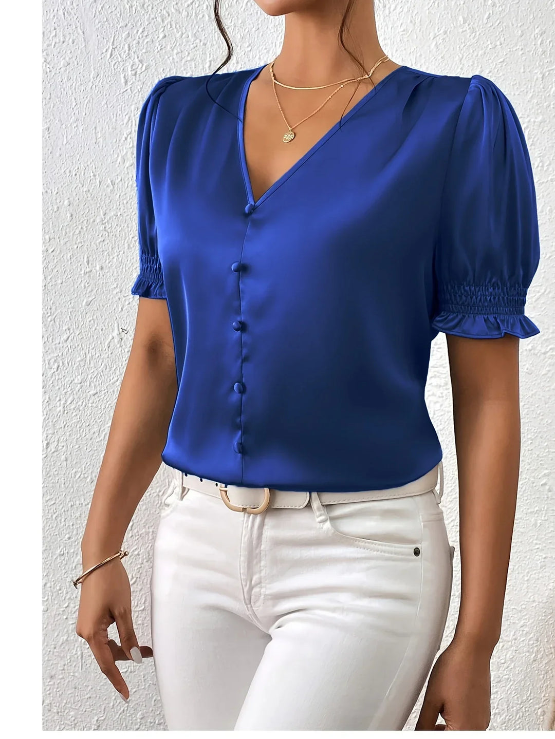Sofia – Blusa Elegante con Scollo a V e Maniche a Sbuffo