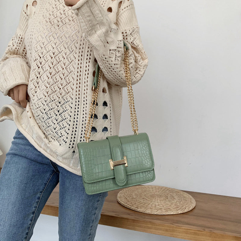 Feya Fashion Stone Leather Chain Shoulder Bags