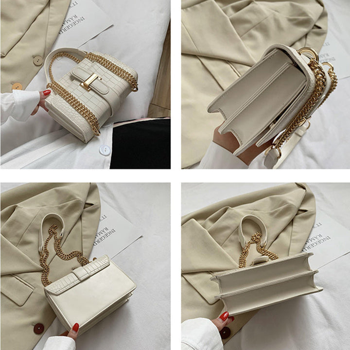Feya Fashion Stone Leather Chain Shoulder Bags