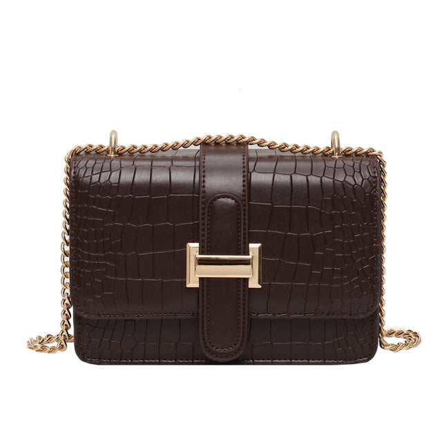 Feya Fashion Stone Leather Chain Shoulder Bags