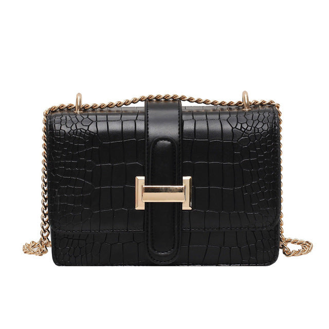 Feya Fashion Stone Leather Chain Shoulder Bags