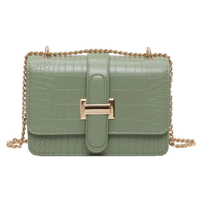 Feya Fashion Stone Leather Chain Shoulder Bags