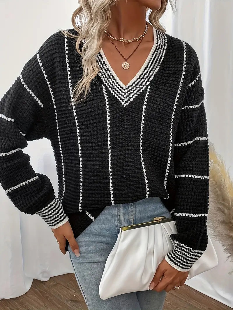 Siena - Maglione a Righe a Maniche Lunghe Casual