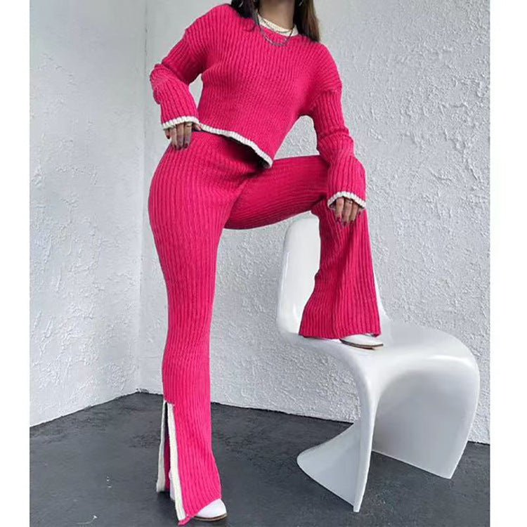 Denice - Knitted Two-Piece Set with Stripe Details