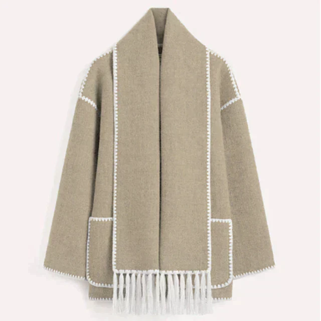 Stella - Coat with Scarf in Elegant Fabric