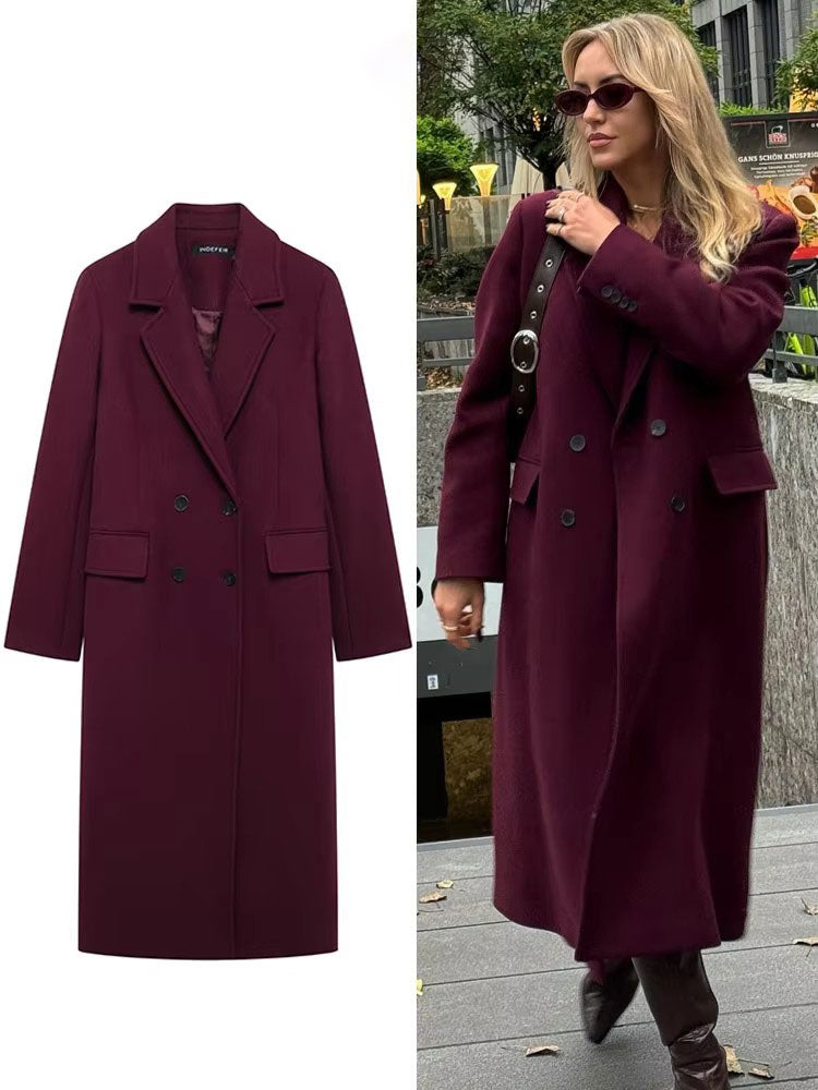 Isabel - Winter Burgundy Woolen Coat