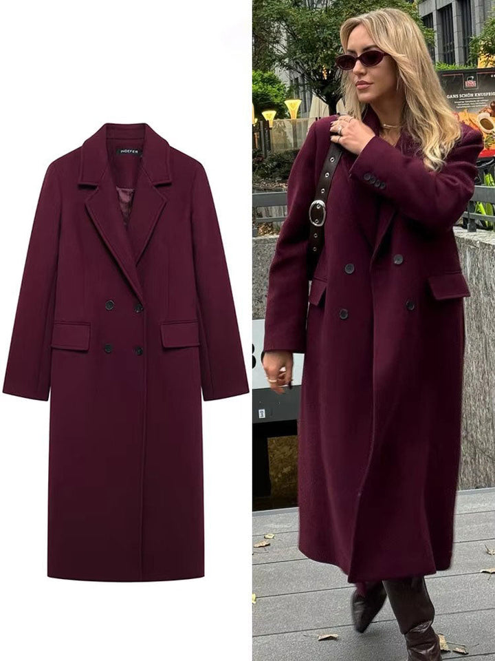 Isabel - Winter Burgundy Woolen Coat