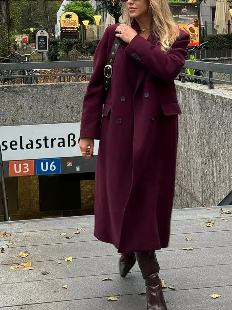 Isabel - Winter Burgundy Woolen Coat